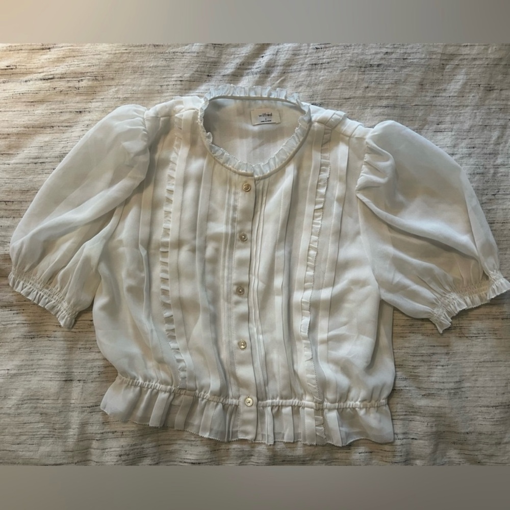 Aritzia Mansfield Blouse (Cream) Size Small